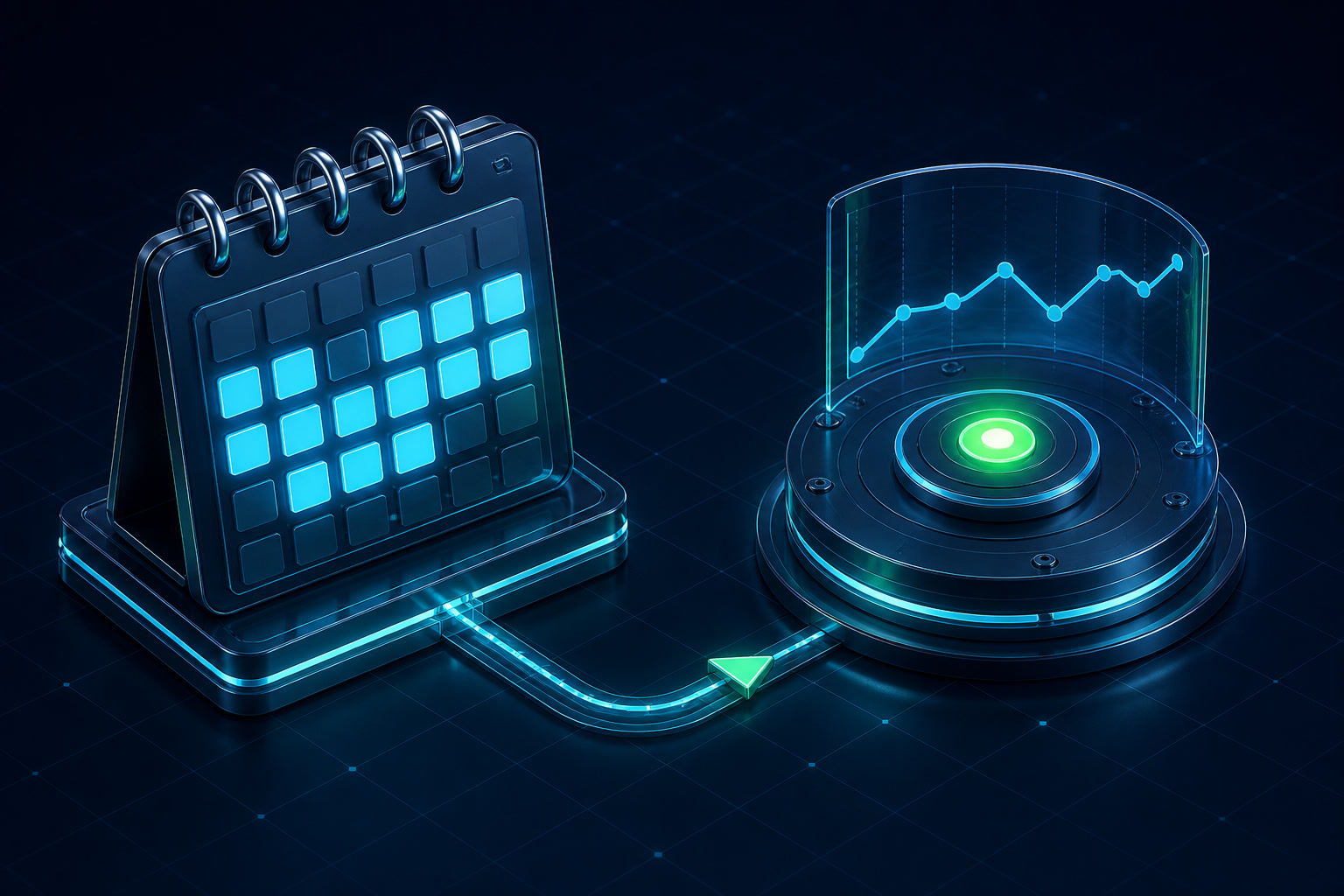 Abstract comparison of a DCA calendar and rules-based Bitcoin spot execution